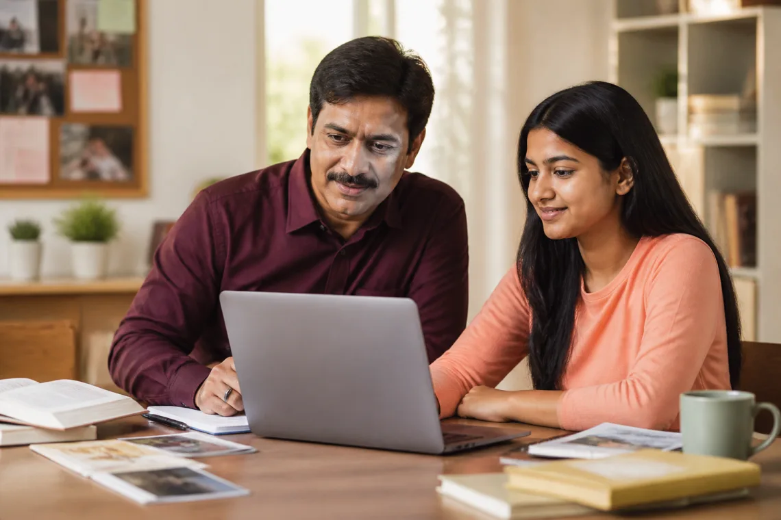Parent reviewing home tuition payment details